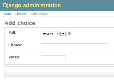 Choice admin page